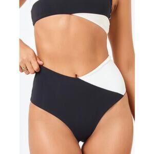 L Space Black Cream Solstice Classic Bikini Bottom S NWT